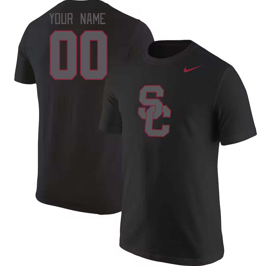Custom USC Trojans Name And Number College Tshirt-Black